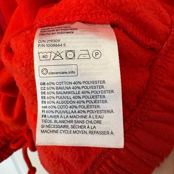 H&M Red Cropped Zip Up Hoodie Size Large Cotton - Picture 7 of 10